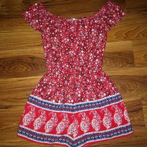 Floral red romper from Charlotte Russe